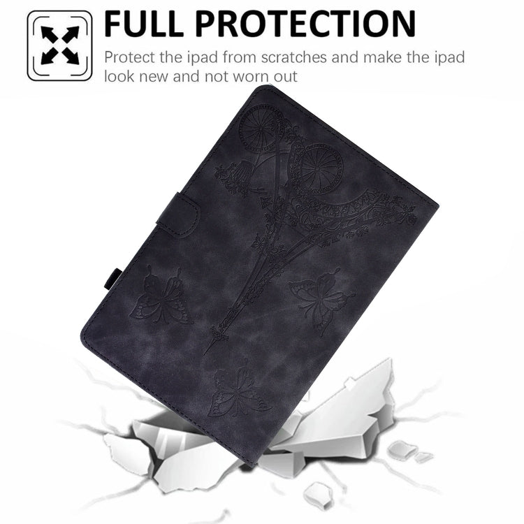 For Amazon Fire Max 11 2023 Embossed Tower Flip Smart Leather Tablet Case(Black)