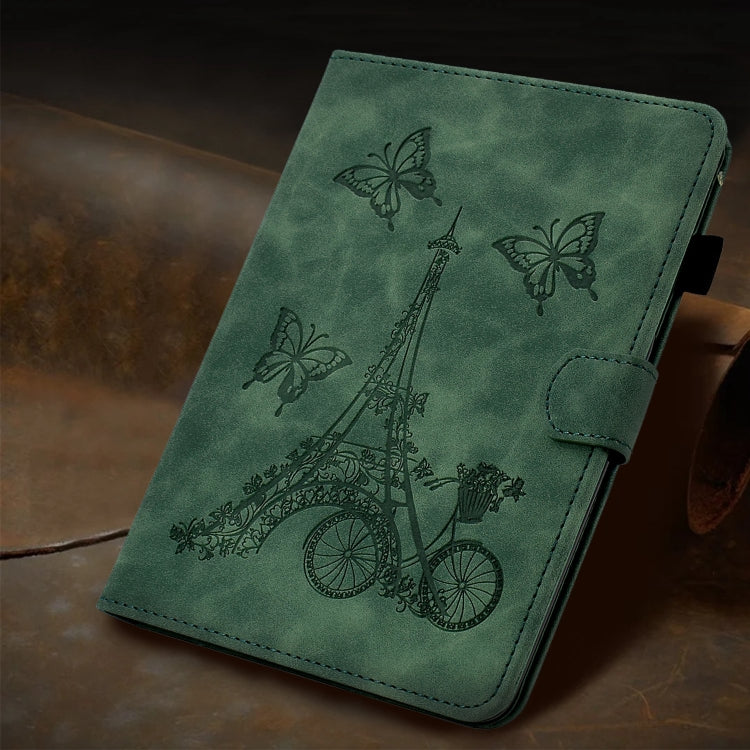 For Amazon Fire Max 11 2023 Embossed Tower Flip Smart Leather Tablet Case(Green)
