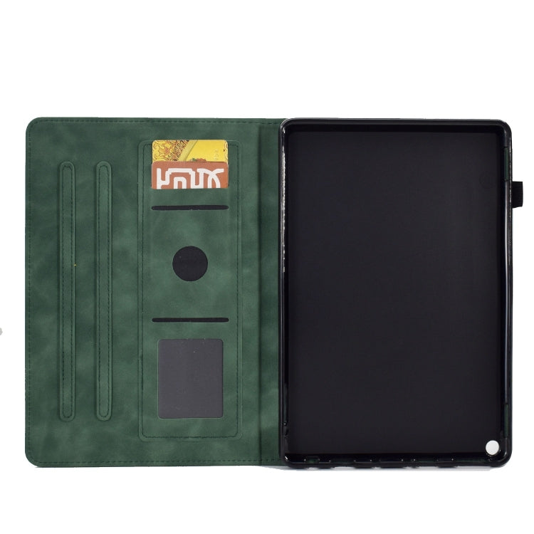 For Amazon Fire Max 11 2023 Embossed Tower Flip Smart Leather Tablet Case(Green)