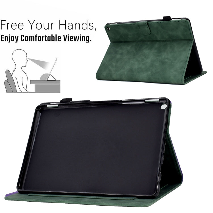 For Amazon Fire Max 11 2023 Embossed Tower Flip Smart Leather Tablet Case(Green)