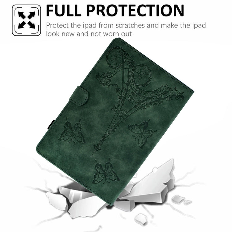 For Amazon Fire Max 11 2023 Embossed Tower Flip Smart Leather Tablet Case(Green)