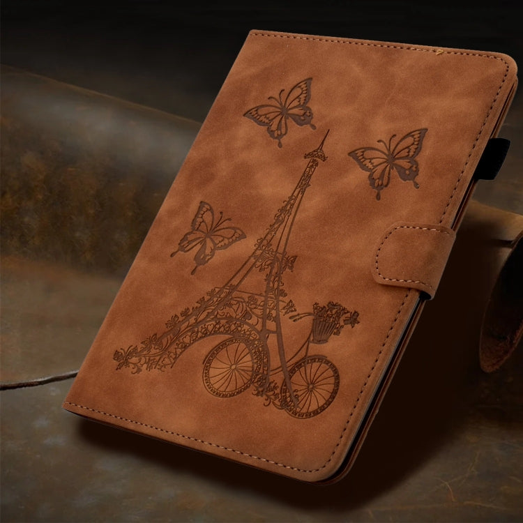 For Amazon Fire Max 11 2023 Embossed Tower Flip Smart Leather Tablet Case(Brown)