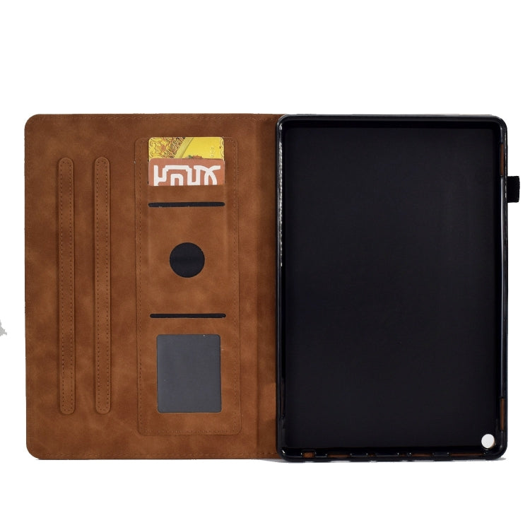 For Amazon Fire Max 11 2023 Embossed Tower Flip Smart Leather Tablet Case(Brown)