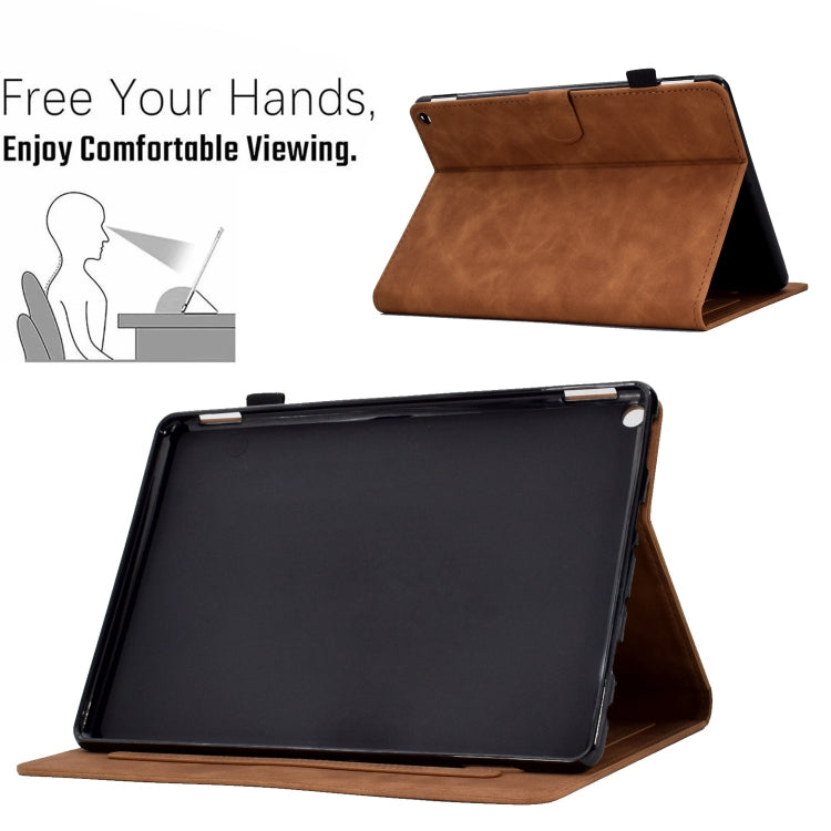 For Amazon Fire Max 11 2023 Embossed Tower Flip Smart Leather Tablet Case(Brown)