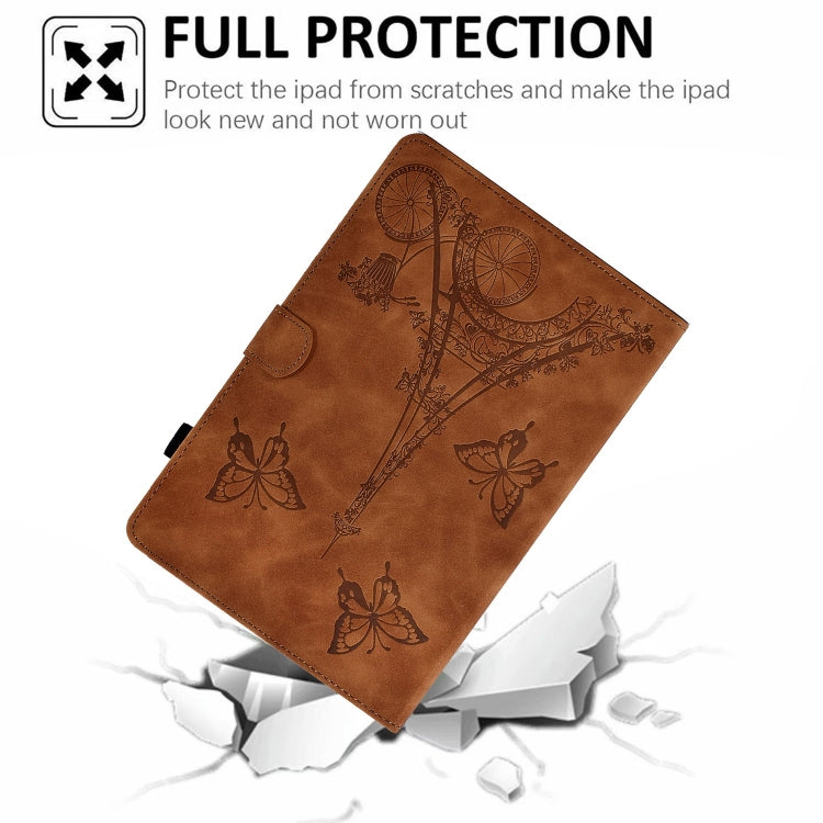 For Amazon Fire Max 11 2023 Embossed Tower Flip Smart Leather Tablet Case(Brown)
