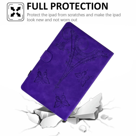 For Amazon Fire Max 11 2023 Embossed Tower Flip Smart Leather Tablet Case(Purple)