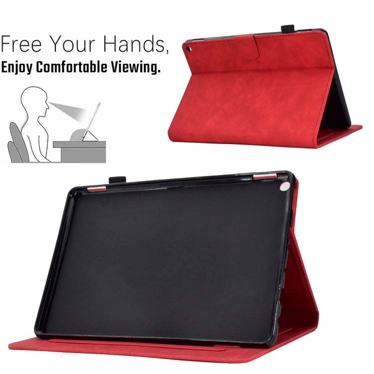 For Amazon Fire Max 11 2023 Embossed Tower Flip Smart Leather Tablet Case(Red)