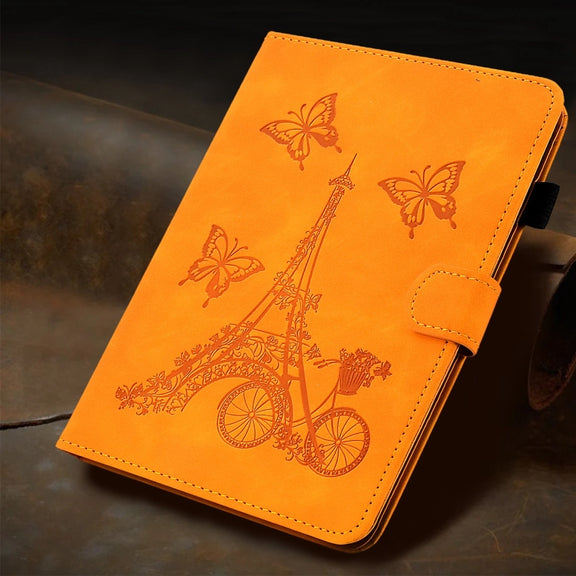 For Amazon Fire Max 11 2023 Embossed Tower Flip Smart Leather Tablet Case(Khaki)