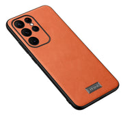 For Samsung Galaxy S24 Ultra 5G SULADA Shockproof TPU Hybrid Handmade Leather Phone Case(Orange)