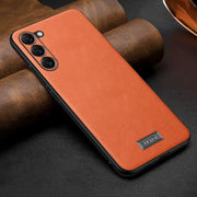 For Samsung Galaxy S25+ 5G SULADA Shockproof TPU Hybrid Handmade Leather Phone Case(Orange)