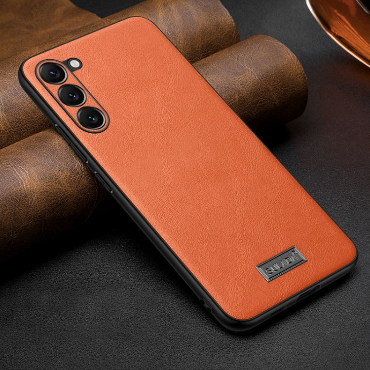 For Samsung Galaxy S25 5G SULADA Shockproof TPU Hybrid Handmade Leather Phone Case(Orange)