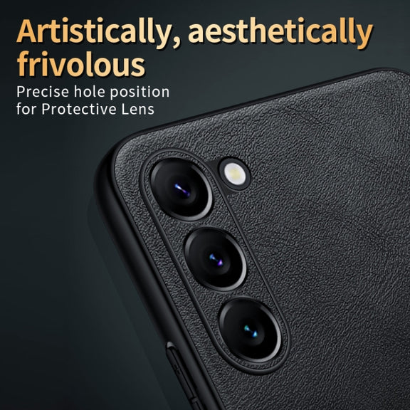 For Samsung Galaxy S24 5G SULADA Shockproof TPU Hybrid Handmade Leather Phone Case(Orange)