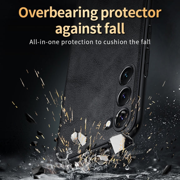 For Samsung Galaxy S24 Ultra 5G SULADA Shockproof TPU Hybrid Handmade Leather Phone Case(Orange)