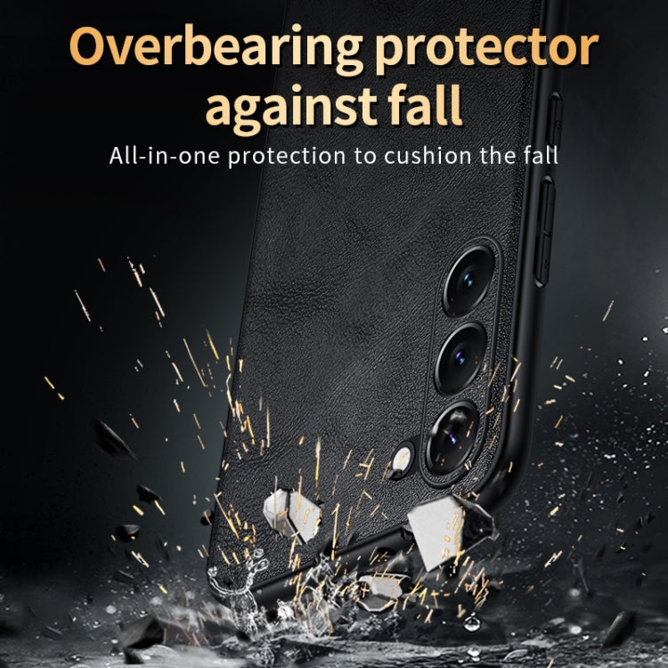 For Samsung Galaxy S24 5G SULADA Shockproof TPU Hybrid Handmade Leather Phone Case(Black)