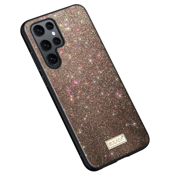 For Samsung Galaxy S24 Ultra 5G SULADA Glittery TPU Hybrid Handmade Leather Phone Case(Colorful)