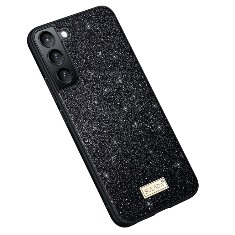 For Samsung Galaxy S24+ 5G SULADA Glittery TPU Hybrid Handmade Leather Phone Case(Black)