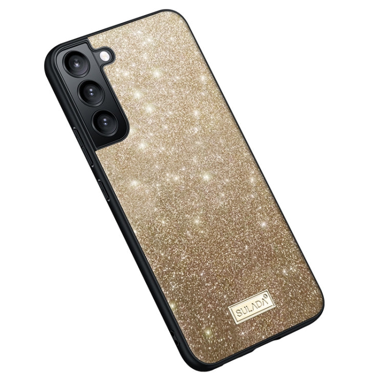 For Samsung Galaxy S24+ 5G SULADA Glittery TPU Hybrid Handmade Leather Phone Case(Gold)