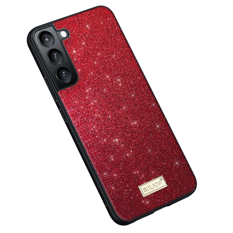 For Samsung Galaxy S24 5G SULADA Glittery TPU Hybrid Handmade Leather Phone Case(Red)
