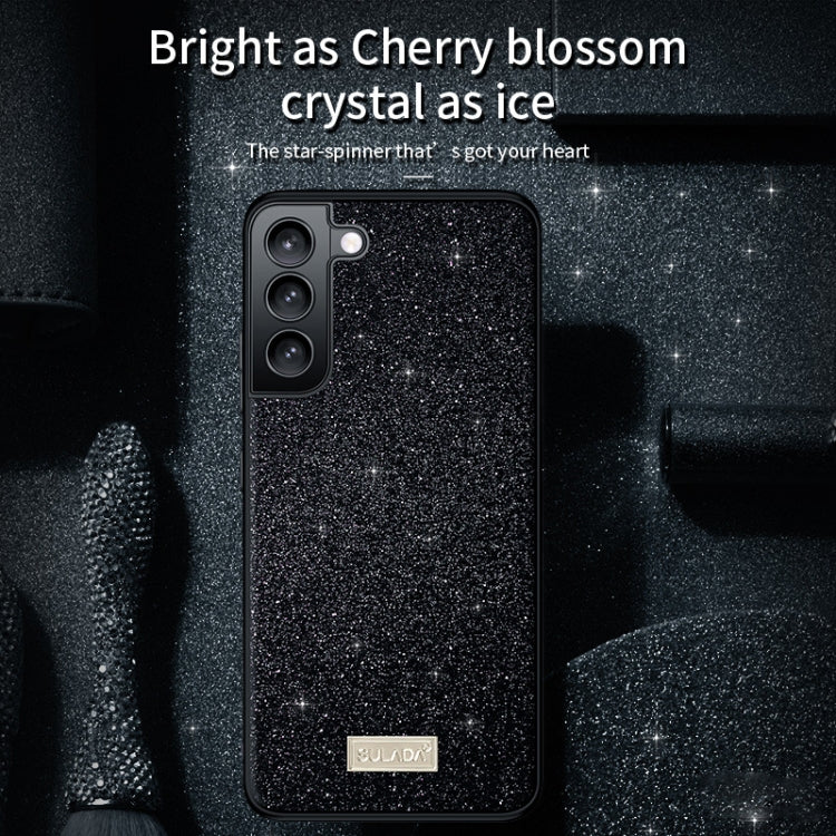 For Samsung Galaxy S24+ 5G SULADA Glittery TPU Hybrid Handmade Leather Phone Case(Black)