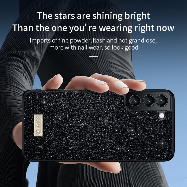 For Samsung Galaxy S24+ 5G SULADA Glittery TPU Hybrid Handmade Leather Phone Case(Black)