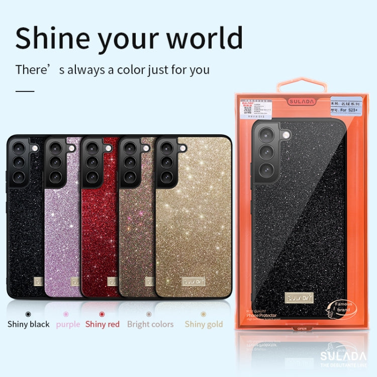 For Samsung Galaxy S24+ 5G SULADA Glittery TPU Hybrid Handmade Leather Phone Case(Black)