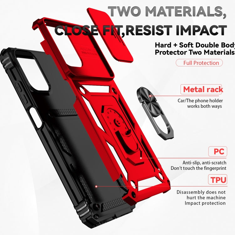 For Motorola Moto G Play 5G 2024 Sliding Camshield Holder Phone Case(Red)