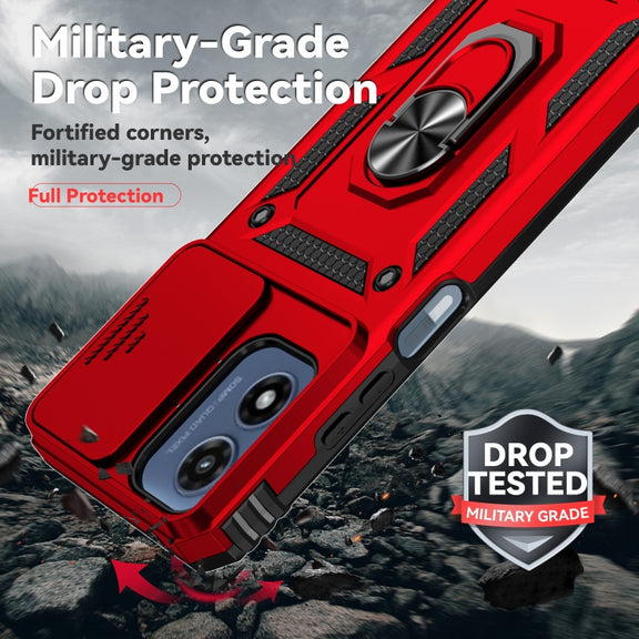 For Motorola Moto G Play 5G 2024 Sliding Camshield Holder Phone Case(Red)