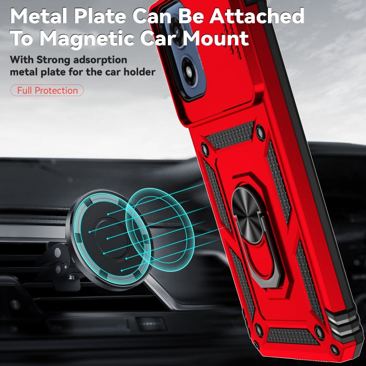 For Motorola Moto G Play 5G 2024 Sliding Camshield Holder Phone Case(Red)
