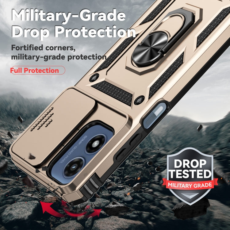 For Motorola Moto G Play 5G 2024 Sliding Camshield Holder Phone Case(Gold)