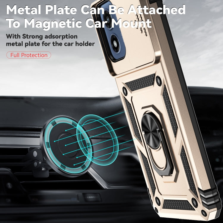 For Motorola Moto G Play 5G 2024 Sliding Camshield Holder Phone Case(Gold)