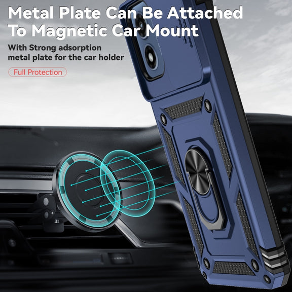For Motorola Moto G Play 5G 2024 Sliding Camshield Holder Phone Case(Blue)