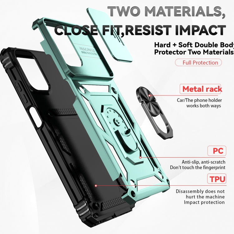 For Motorola Moto G Play 5G 2024 Sliding Camshield Holder Phone Case(Dark Green)