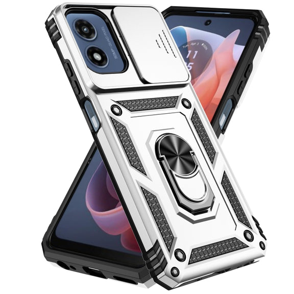 For Motorola Moto G Play 5G 2024 Sliding Camshield Holder Phone Case(Silver)