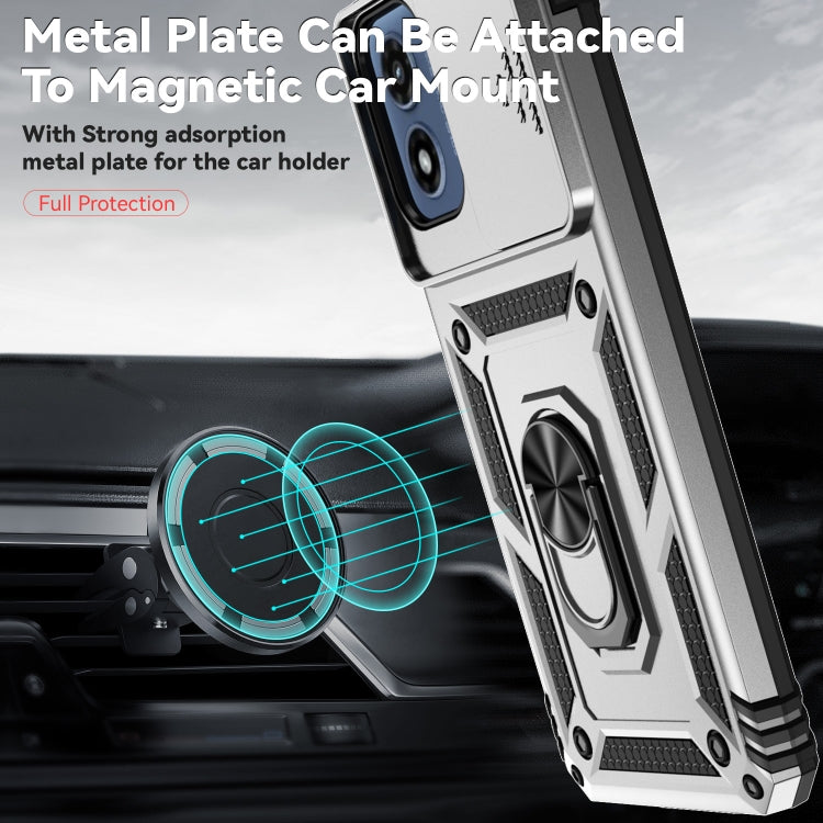 For Motorola Moto G Play 5G 2024 Sliding Camshield Holder Phone Case(Silver)