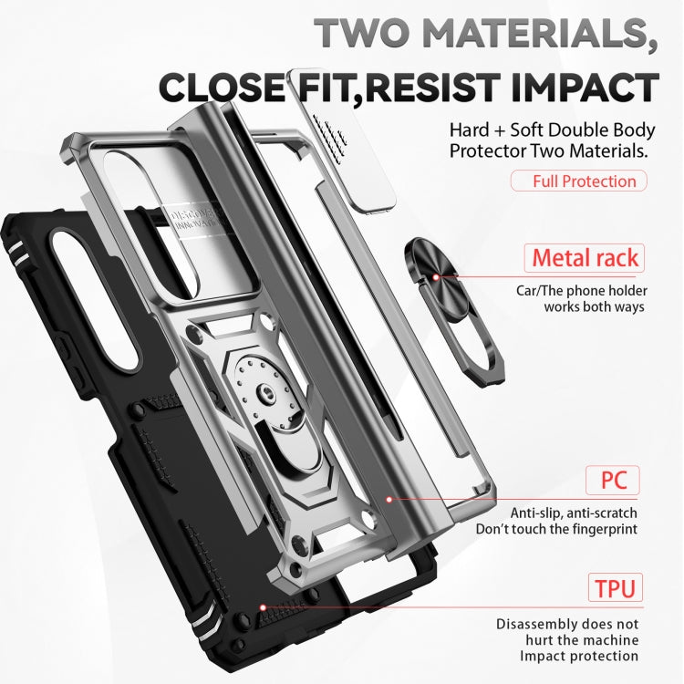 For Samsung Galaxy Z Fold4 Sliding Camshield Holder Phone Case(Silver)