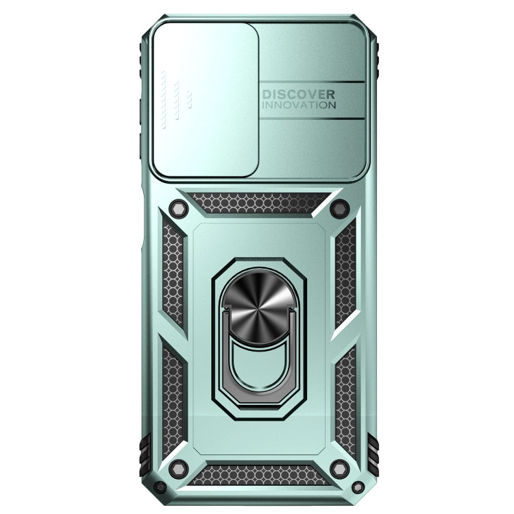 For Samsung Galaxy A24 Sliding Camshield Holder Phone Case(Dark Green)
