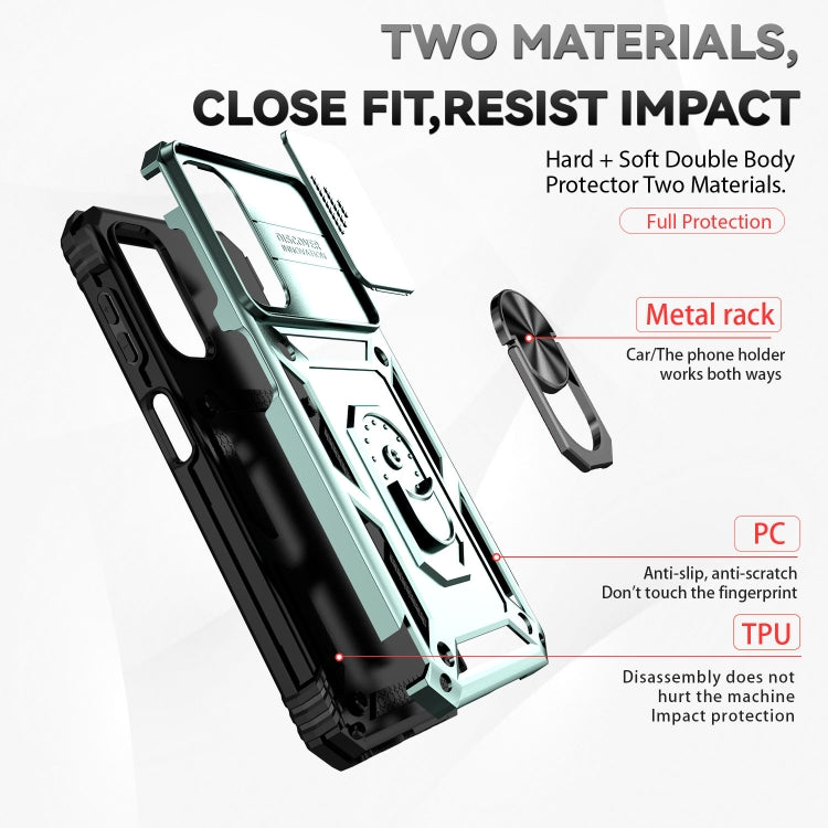 For Samsung Galaxy A24 Sliding Camshield Holder Phone Case(Dark Green)