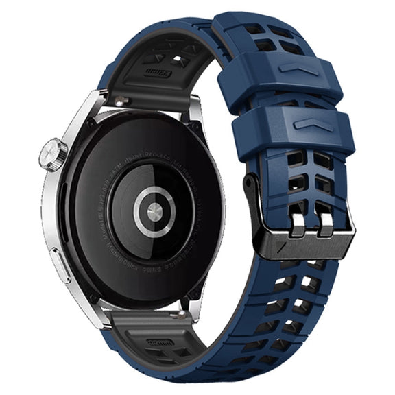 For Huawei Watch4 / 4 Pro / Watch3 / 3 Pro 22mm Double-row Hole Two-color Silicone Watch Band(Midnight Blue Black)