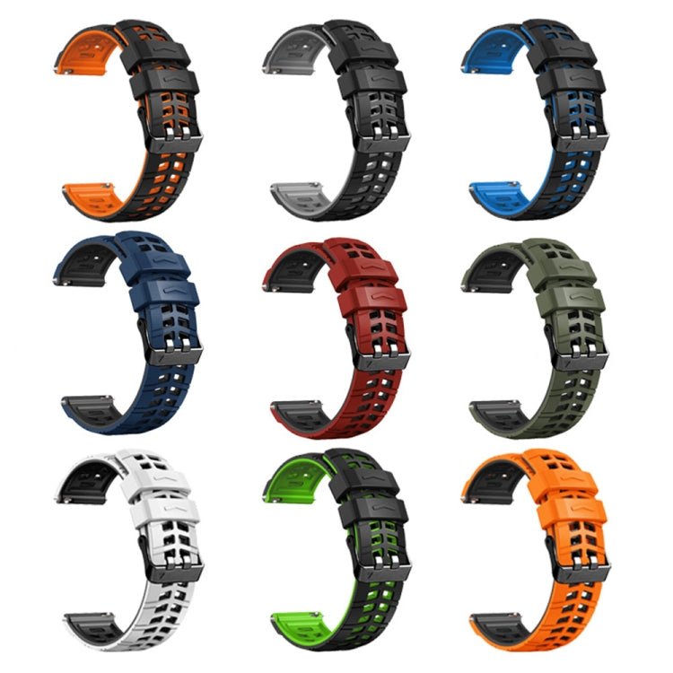 For Huawei Watch4 / 4 Pro / Watch3 / 3 Pro 22mm Double-row Hole Two-color Silicone Watch Band(Black Blue)