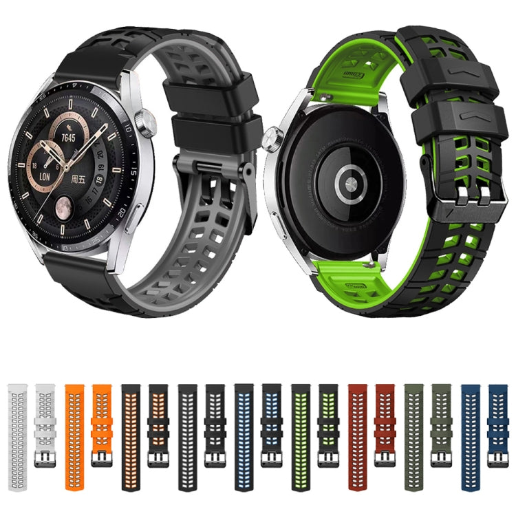 For Huawei Watch4 / 4 Pro / Watch3 / 3 Pro 22mm Double-row Hole Two-color Silicone Watch Band(Black Blue)