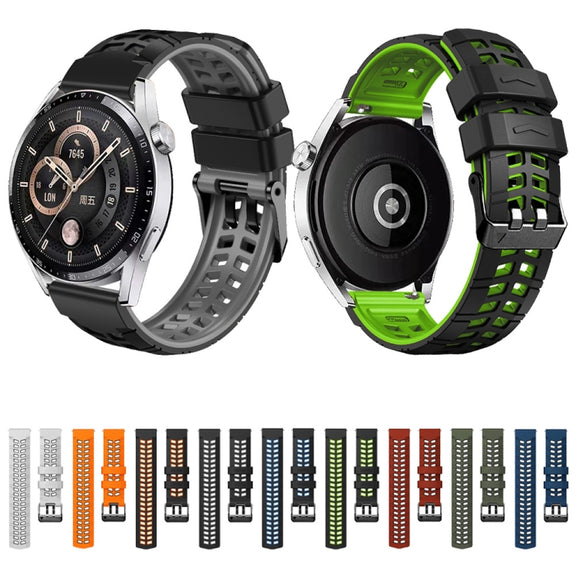For Huawei Watch4 / 4 Pro / Watch3 / 3 Pro 22mm Double-row Hole Two-color Silicone Watch Band(Black Blue)