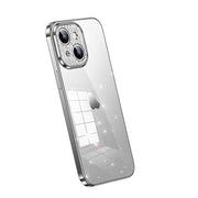 For iPhone 15 Plus SULADA Electroplated Transparent Glittery TPU Phone Case(Silver)