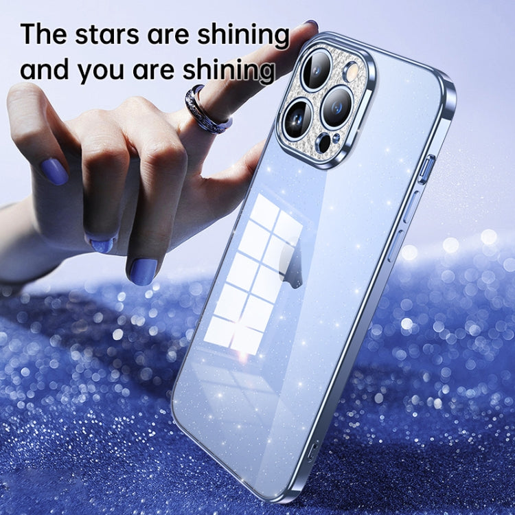 For iPhone 15 Plus SULADA Electroplated Transparent Glittery TPU Phone Case(Silver)