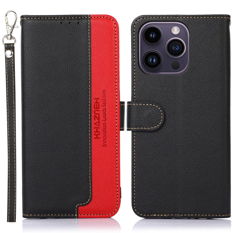 For iPhone 16 Pro Max KHAZNEH Litchi Texture Leather RFID Phone Case(Black)