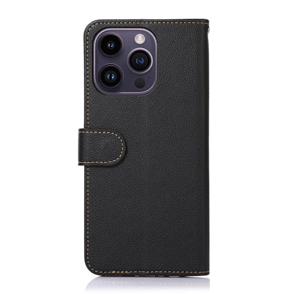 For iPhone 16 Pro Max KHAZNEH Litchi Texture Leather RFID Phone Case(Black)