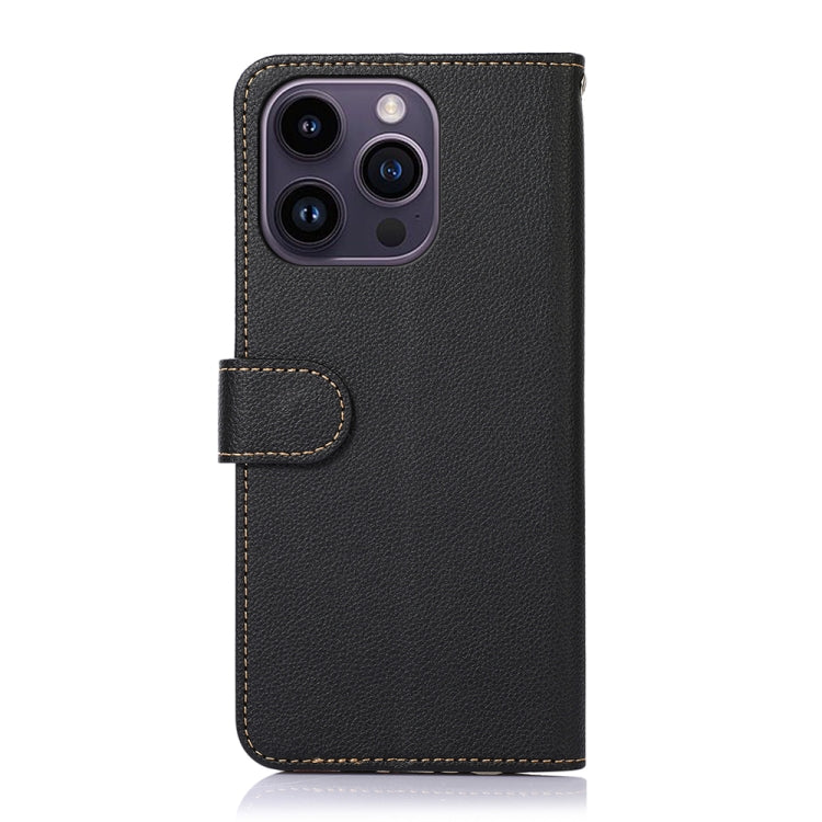 For iPhone 16 Pro Max KHAZNEH Litchi Texture Leather RFID Phone Case(Black)