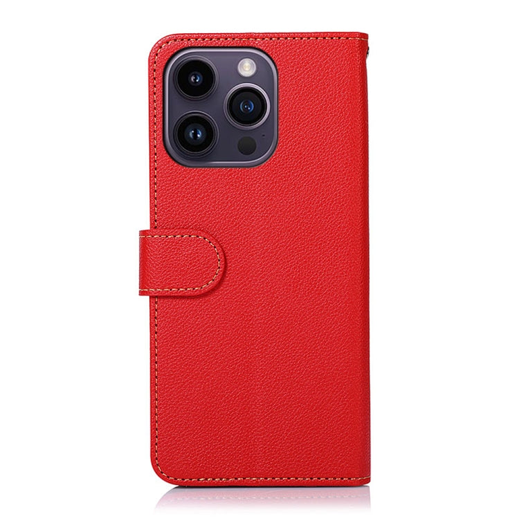 For iPhone 16 Pro KHAZNEH Litchi Texture Leather RFID Phone Case(Red)