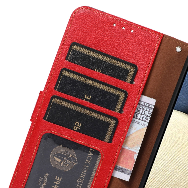 For iPhone 16 Pro KHAZNEH Litchi Texture Leather RFID Phone Case(Red)