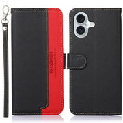For iPhone 16 Plus KHAZNEH Litchi Texture Leather RFID Phone Case(Black)