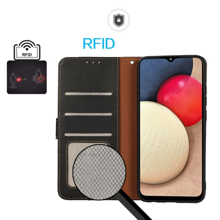 For iPhone 16 Plus KHAZNEH Litchi Texture Leather RFID Phone Case(Black)